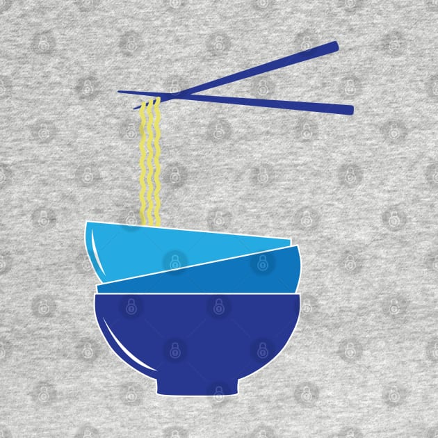 Blue Noodle Bowls and Chopsticks by HotHibiscus